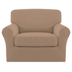 Easy-Going 2 Pieces Microfiber Stretch Chair Slipcover – Spandex Soft Fitted Sofa Couch Cover Washable Furniture Protector With Elastic Bottom Kids Pet(Small, Camel)