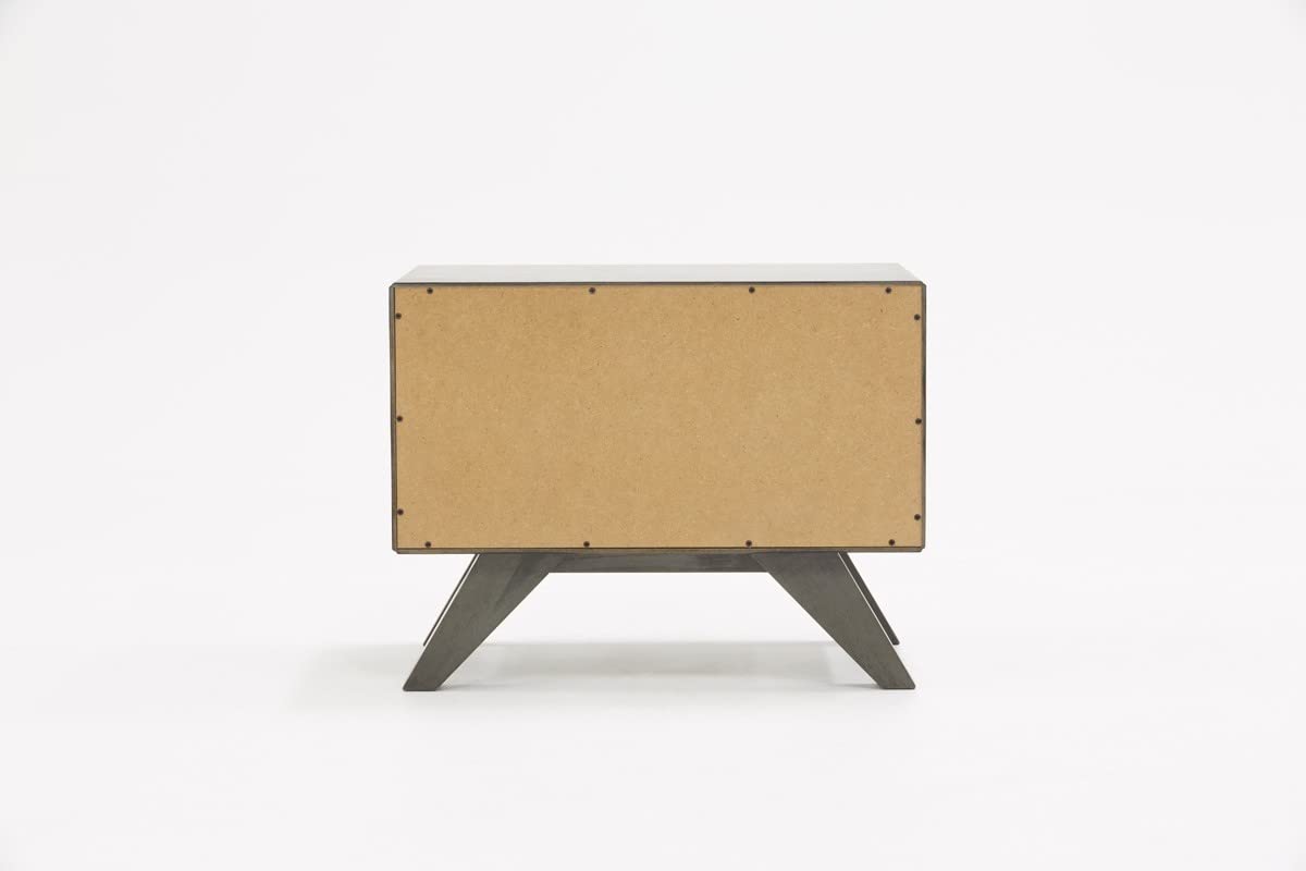 HomeRoots Modern Gray Wash Nightstand with Two Drawers