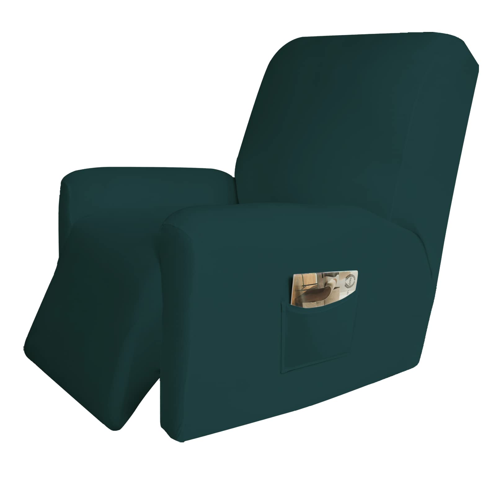 Easy-Going 4 Pieces Microfiber Stretch Recliner Slipcover – Spandex Soft Fitted Sofa Couch Cover, Washable Furniture Protector With Elastic Bottom For Kids, Pet(Recliner, Deep Teal)