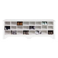 Pemberly Row 60 Wide 24Pair Shoe Cubby Bench, Shoe Rack, Shoe Storage For Entryway, Mudroom, Hallway, Closet And Garage, White