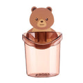 Self Adhesive Wall Mounted Storage Holder (Bear Design), Plastic Bathroom Organizer Cup for Toothbrush & Accessories (Bear Desig