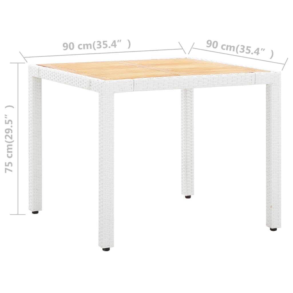 5 Piece Patio Dining Set Poly Rattan White