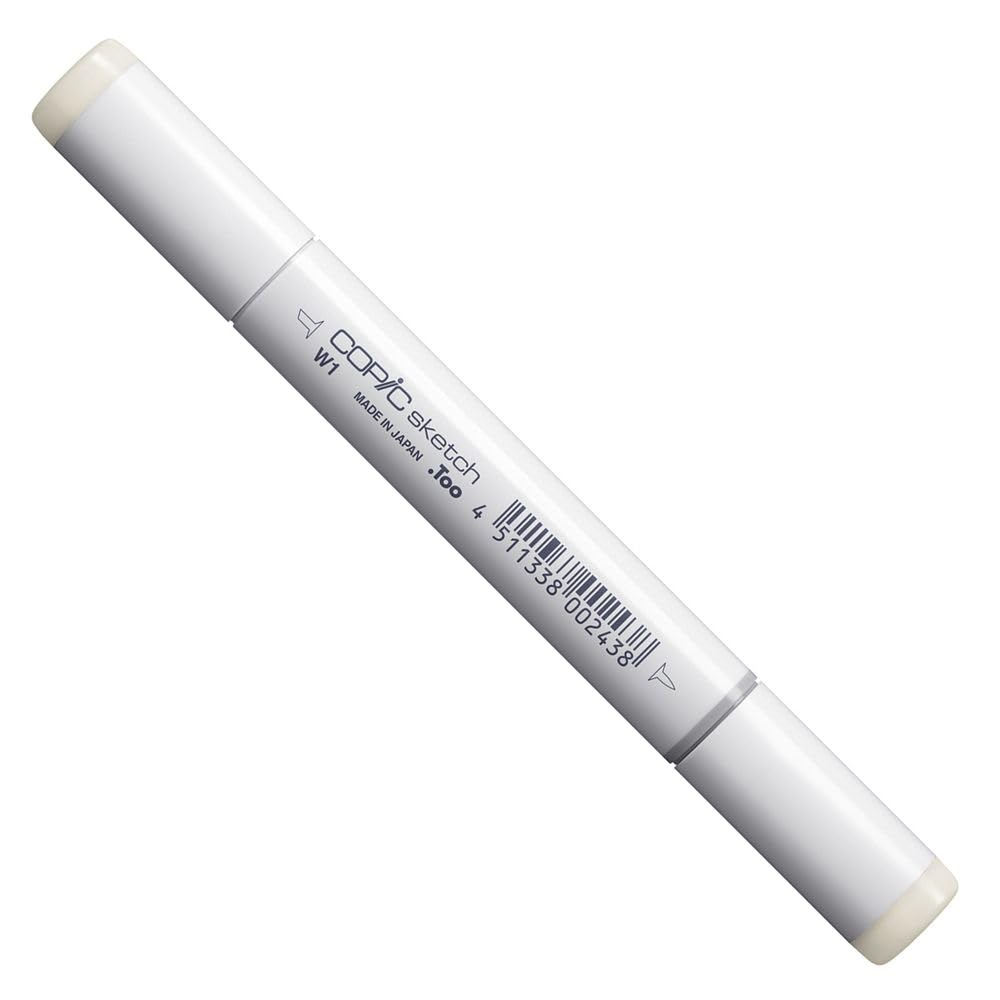 Copic Sketch Marker, Oval Shaped Barrel, Medium Broad And Super Brush Nibs, W1 Warm Gray 1 (W1-S)