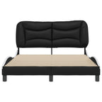 vidaXL Faux Leather Full Bed Frame with Headboard - Black/White 53.9"x74.8" - Modern Double Bed with Plywood Slats & Stuffed Cushion