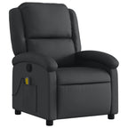 vidaXL Manual Recliner Chair for Living Room, Adjustable Recliner with Padded Seat & Backrest, Home Theater Seating with Side Pocket, Black Real Leather