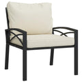 vidaXL Patio Chair - Black with Sand Cushions, Easy Assembly, Powder-Coated Steel Frame, Comfortable and Versatile, Ideal for Ga
