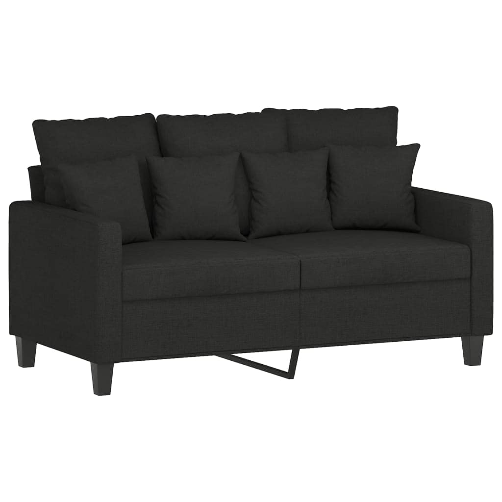 vidaXL Contemporary 2-Piece Sofa Set with Cushions - Durable Black Fabric Upholstery - Metal and Plywood Frame - Comfortable and Stylish Seating Solution