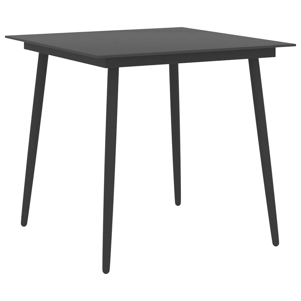 Patio Dining Table Black 31.5&quot;x31.5&quot;x29.1&quot; Steel and Glass
