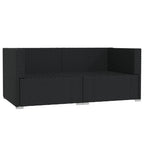 vidaXL Two-Seater Outdoor Sofa - Water-Resistant Black Poly Rattan Patio Loveseat with Comfy Aqua Cushions