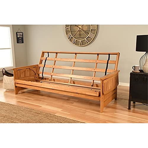 Kodiak Furniture Phoenix Queen-Size Butternut Wood Futon-Aqua Blue Mattress
