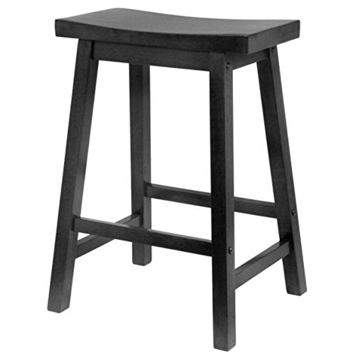 Ergode Wood Ivy Counter Stool | Farmhouse Charm | Weathered Finish | Solid Wood | Stable & Comfortable | (20084-VV, Black)