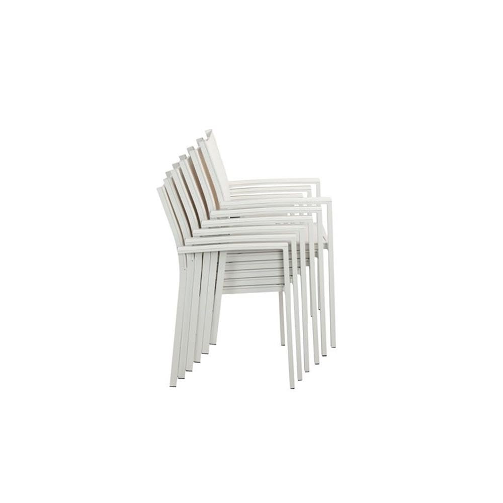 Pangea Home David Aluminum Frame Patio Dining Char in White (Set of 6)