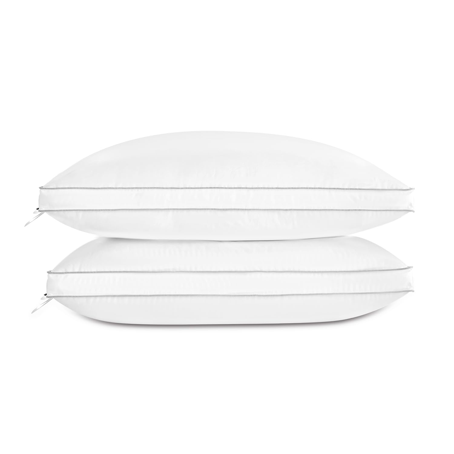 Globon Luxury Feather Down Pillow Standard Queen Size For Sleeping, Hotel Collection Fluffy Pillow, Low Soft Gusseted Bed Pillow