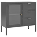 vidaXL Sideboard Anthracite 29.5"x13.8"x27.6" Steel and Tempered Glass