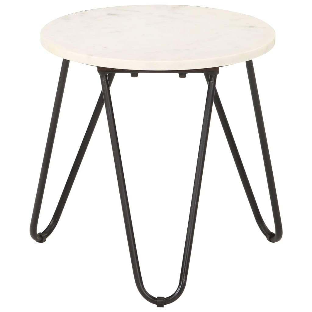 vidaXL Coffee Table White 15.7"x15.7"x15.7" Real Stone with Marble Texture