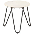vidaXL Coffee Table White 15.7"x15.7"x15.7" Real Stone with Marble Texture