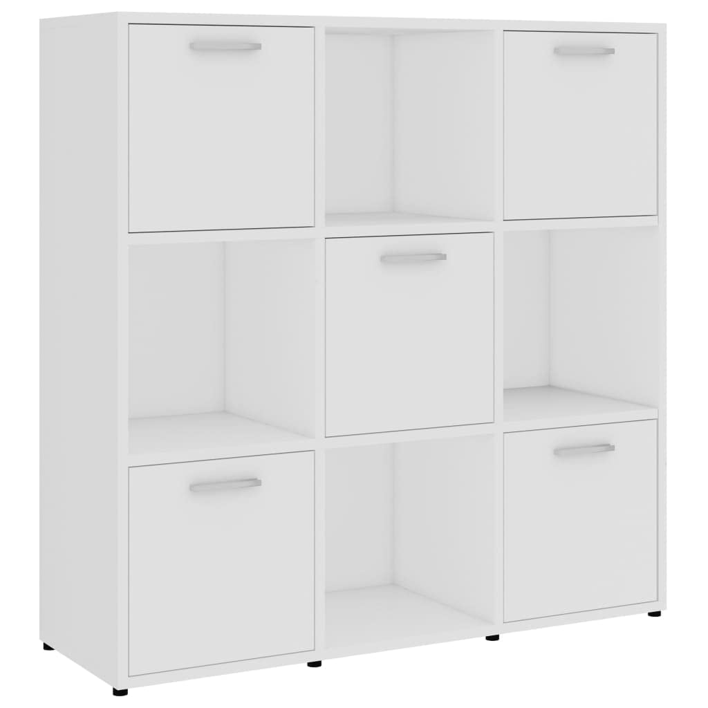 vidaXL Bookshelf, Book Cabinet with 5 Doors Bookcase, Storage Shelf for Office Living Room, Freestanding Shelving Unit, Modern, White Engineered Wood