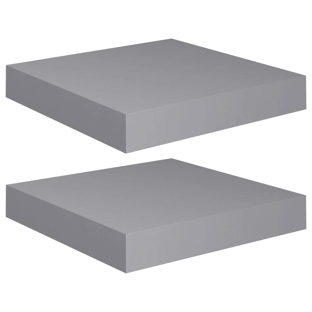 vidaXL Set of 2 Floating Wall Shelves Shelf - Gray - Modern Honeycomb MDF Metal Frame - Invisible Mounting System - Ideal for Displaying Books, Awards, Ornaments