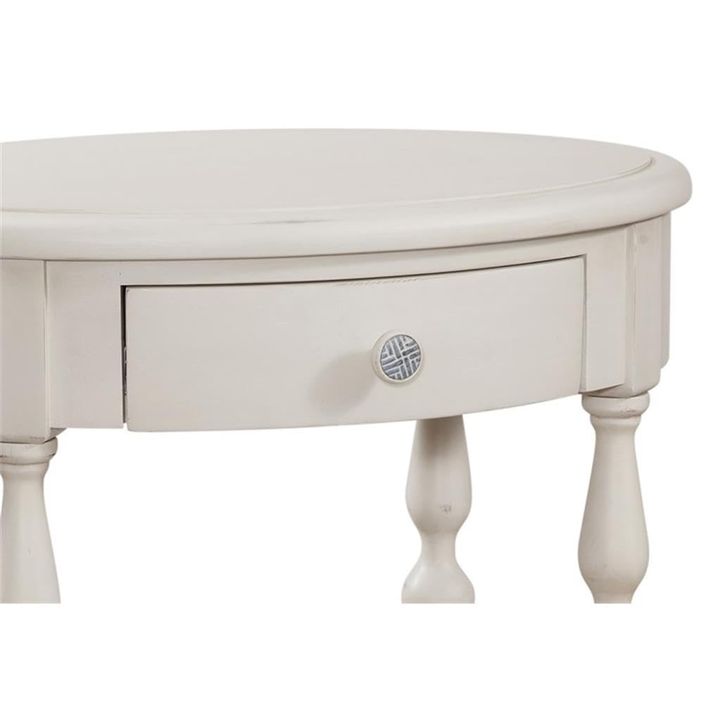 American Woodcrafters Rodanthe Dove White Wood Oval Accent Table
