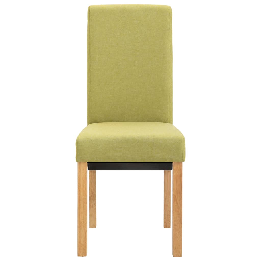 vidaXL Dining Chairs Set of 6 - Green Fabric Dining Room Chairs with Comfortable Seat and Backrest - Sturdy Wooden Frame