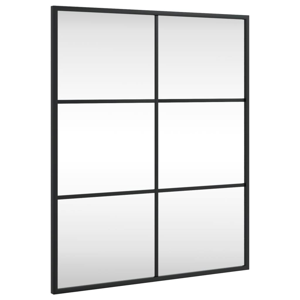 vidaXL Black Wall Mirror with Iron Frame - 19.7&quot;x23.6&quot; Rectangle Shape for Various Room Decorations