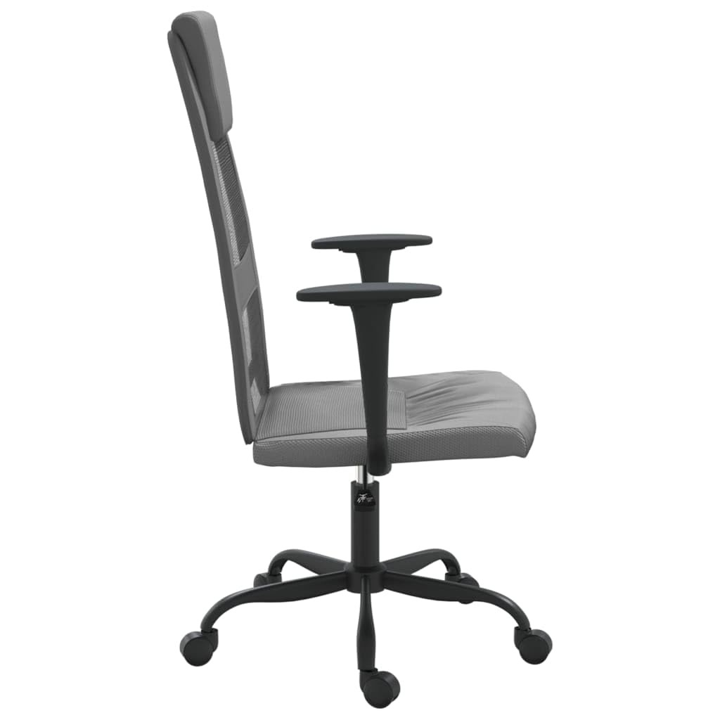 vidaXL Office Chair - Adjustable Height, Swivel Design, Gray Mesh Fabric and Faux Leather Upholstery, Comfortable Seating for Office and Home