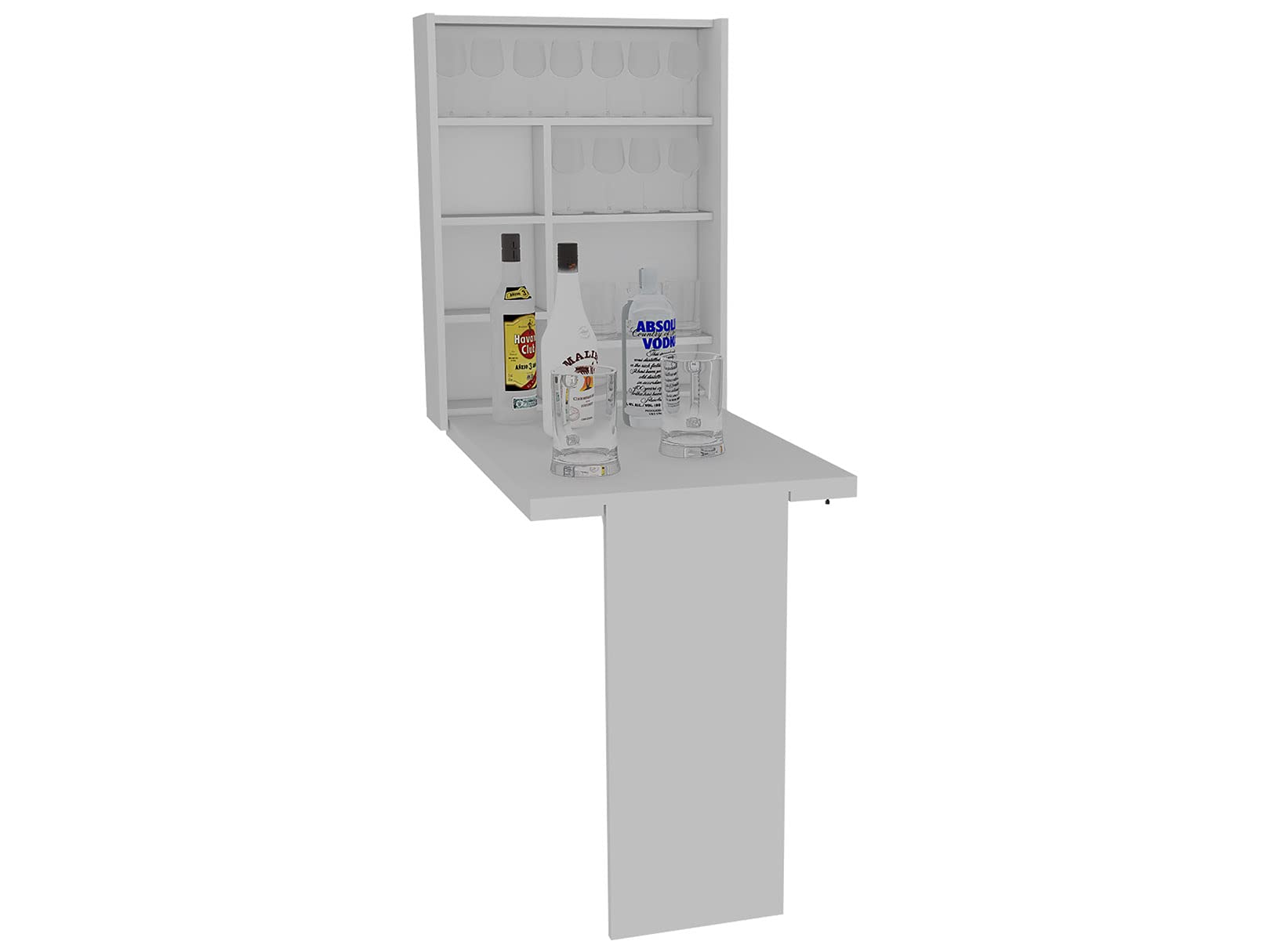 DEPOT E-SHOP Toscana Wall Foldable Table with 7 Shelves, White