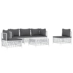 vidaXL 6 Piece Modern Patio Lounge Set with Cushions - White Steel - Comfortable Outdoor Seating - Modular, Easy Assembly, Excellent Dimensions