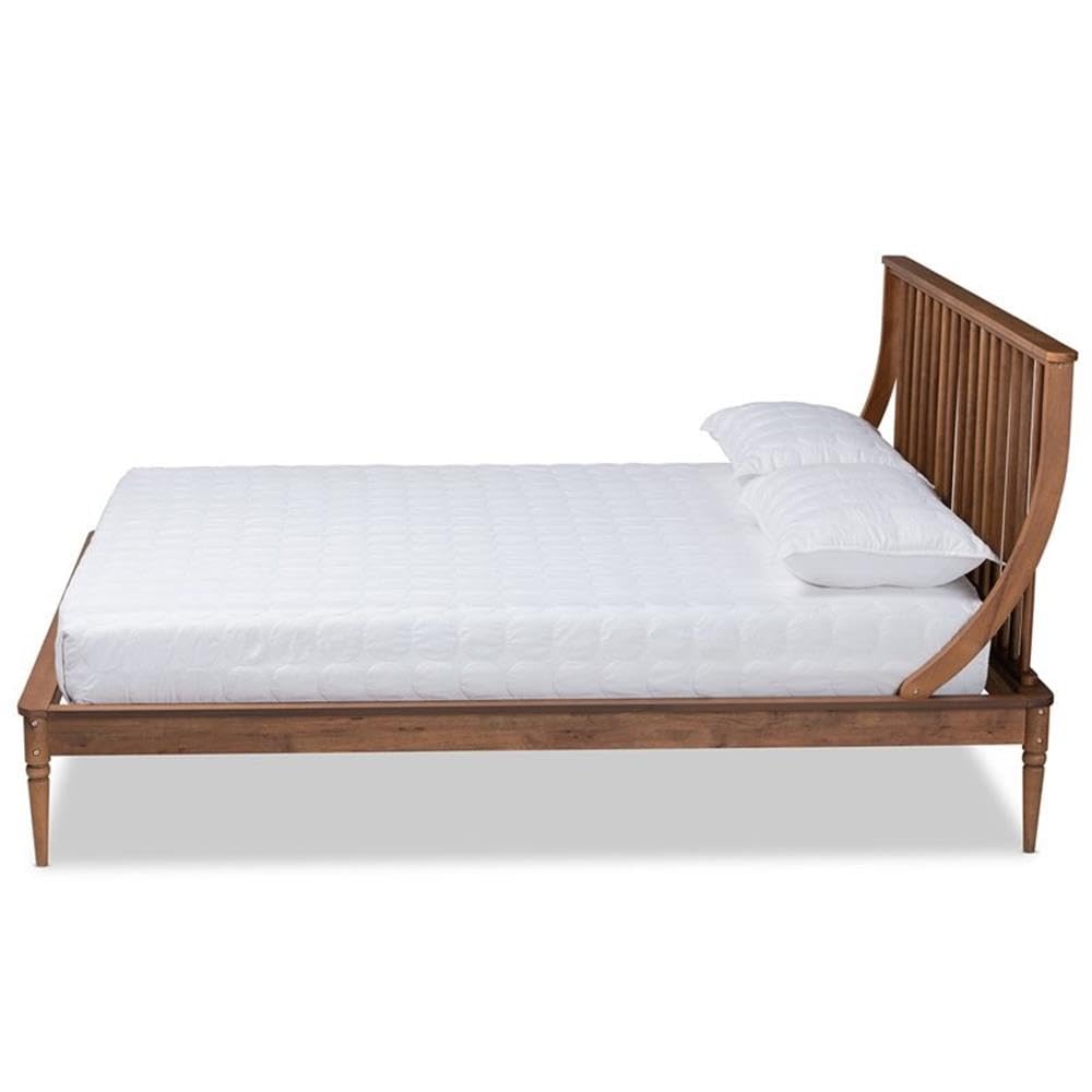 Baxton Studio ABEL Classic and Traditional Transitional Walnut Brown Finished Wood King Size Platform Bed