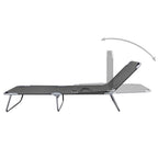 vidaXL Foldable Sunlounger in Gray - Adjustable Backrest and Resistant Oxford Fabric for Comfort, Outdoor Sun Bed with a Durable Powder-Coated Steel Frame, Portable and Easy Storage