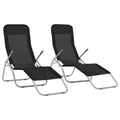 vidaXL Folding Sun Loungers 2 pcs - Textilene Black - Weather Resistant - Outdoor Beach Chairs with Adjustable Backrest and High Load Capacity