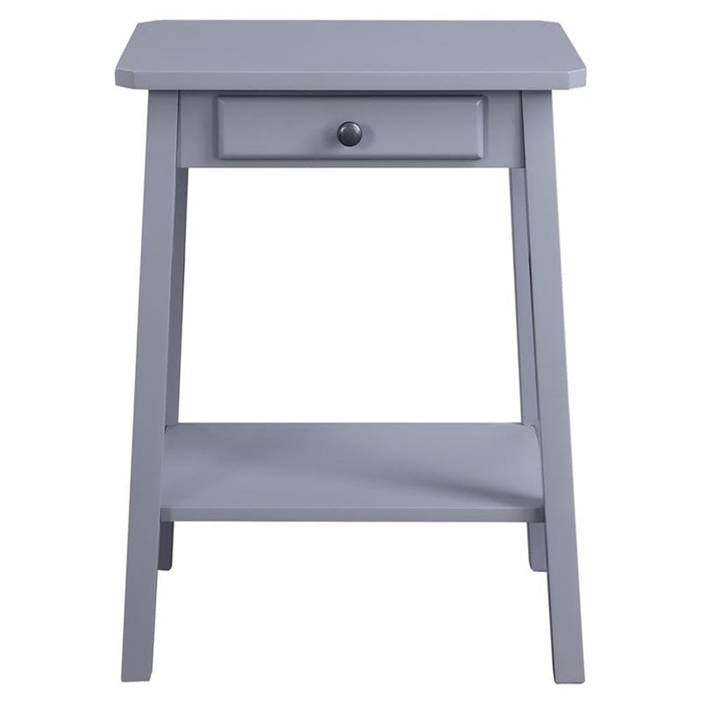 Acme Kaife Wooden Accent Table with Storage Drawer and 1 Tier Shelf in Gray