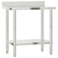 vidaXL Stainless Steel Kitchen Work Table with Backsplash - 32.5"x21.7"x36.6", Silver, Durable Prep Station for Commercial and Home Use