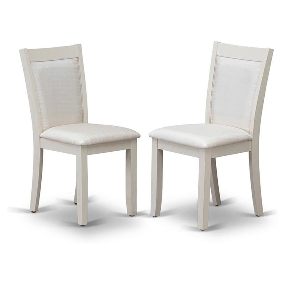 East West Furniture MZC0T01 Monza Parson Dining Chairs - Cream Linen Fabric Upholstered Chairs, Set of 2, Wirebrushed Linen White