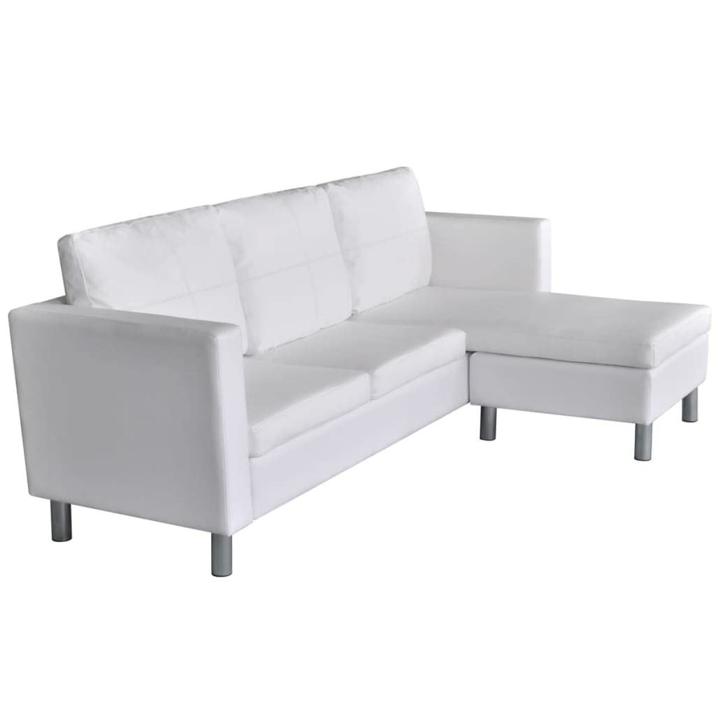 vidaXL Sectional Sofa 3-Seater Living Room Relaxing Seating Sleeper Lounge Couch Day Bed Furniture Artificial Leather White