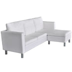 vidaXL Sectional Sofa 3-Seater Living Room Relaxing Seating Sleeper Lounge Couch Day Bed Furniture Artificial Leather White