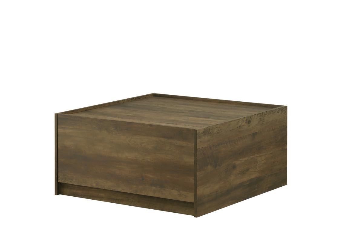 LILOLA LIVING Travon 31.5&quot; W Oak Finish Square Coffee Table with 2 Drawers