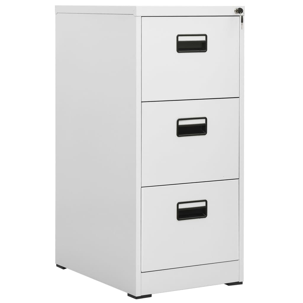 vidaXL Filing Cabinet, File Cabinet for Home Office Living Room, Storage Cabinet with 3 Drawers, Under Desk, Industrial Modern Style, Light Gray Steel