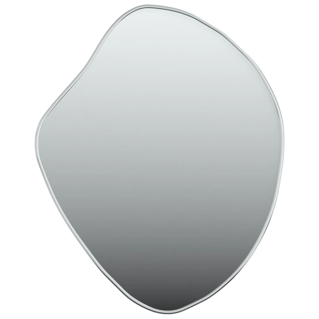 vidaXL Silver Wall Mirror - Minimalist Glass Vanity Mirror with PVC Frame - Wall-Mounted Design for Space Saving - Ideal for Bedroom, Bathroom and Living Room