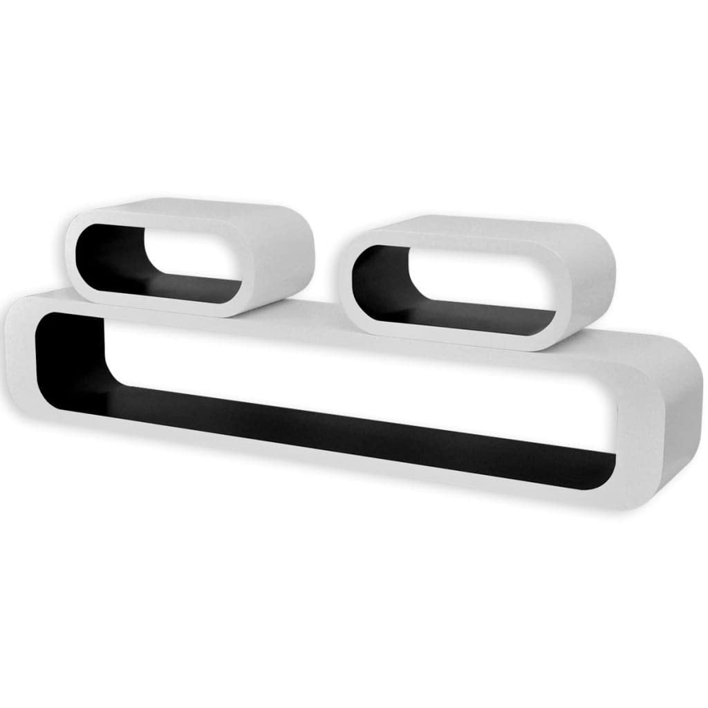 vidaXL Cubicle Shelves 3 pcs, Floating Cube Shelves, Display Shelves, Wall Cube Shelves for Book DVD Photo Frame Display, Scandinavian, White and Black