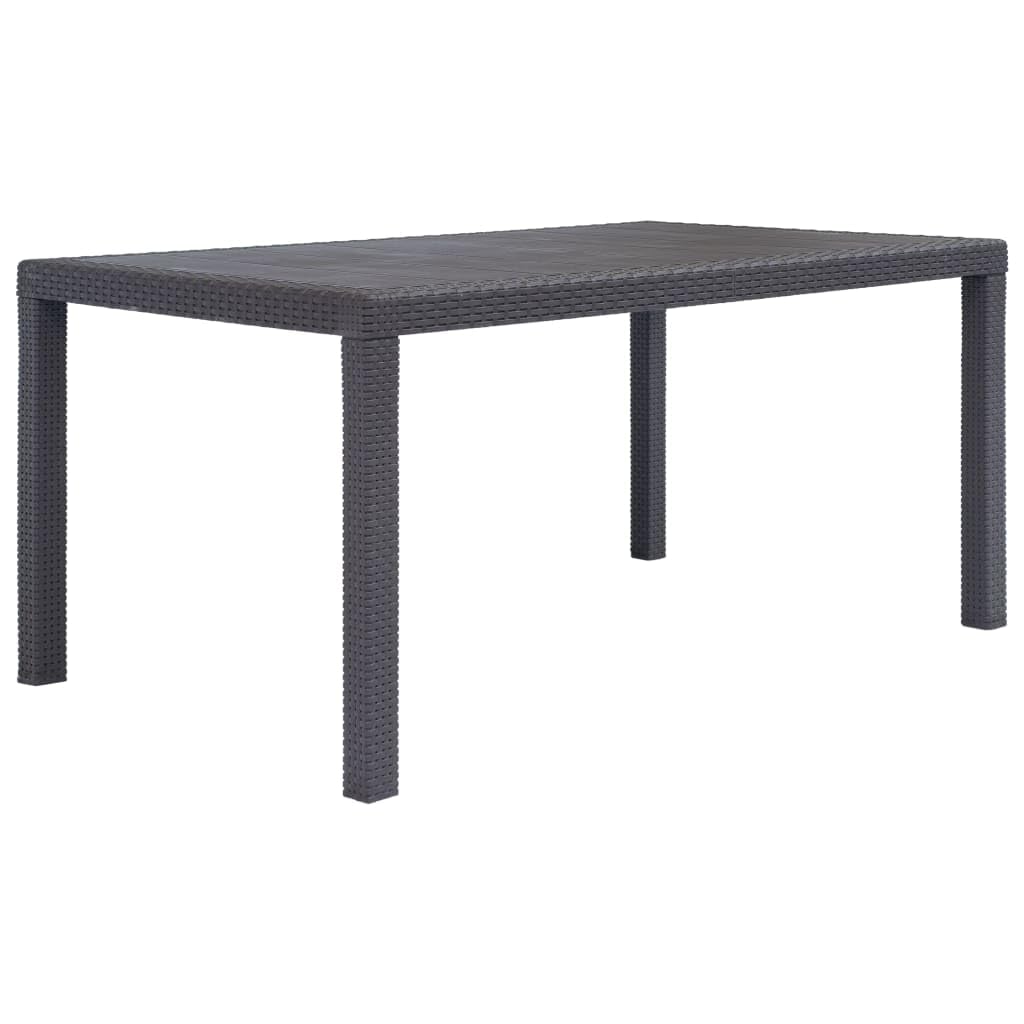 vidaXL Brown Plastic Patio Table with Rattan Look Design - Weather Resistant and Portable - Perfect for Garden, Patio, and Campsite Dining