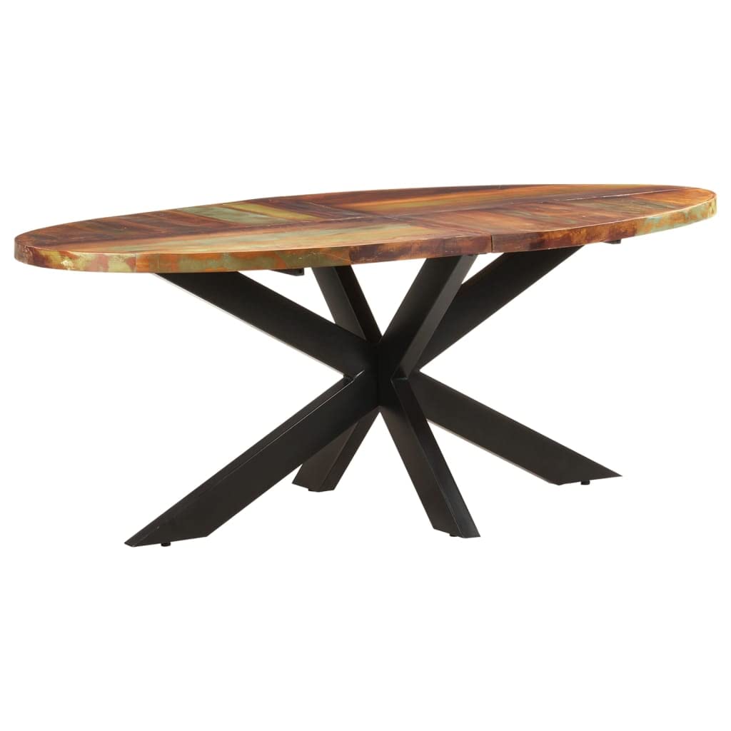 vidaXL Oval Dining Table in Solid Reclaimed Wood - Handmade, Eco-Friendly, with Sturdy Tabletop and Powder-Coated Steel