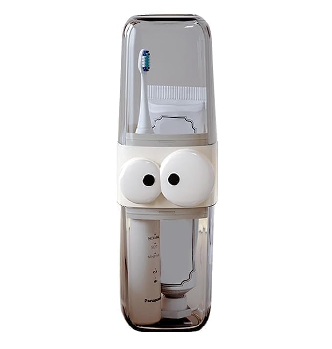 Reelan Plastic Travel Toothbrush Cover, Cartoon Eye Design Toothbrush Holder, Toothbrush Travel Case,Travelling,Bathroom Storage