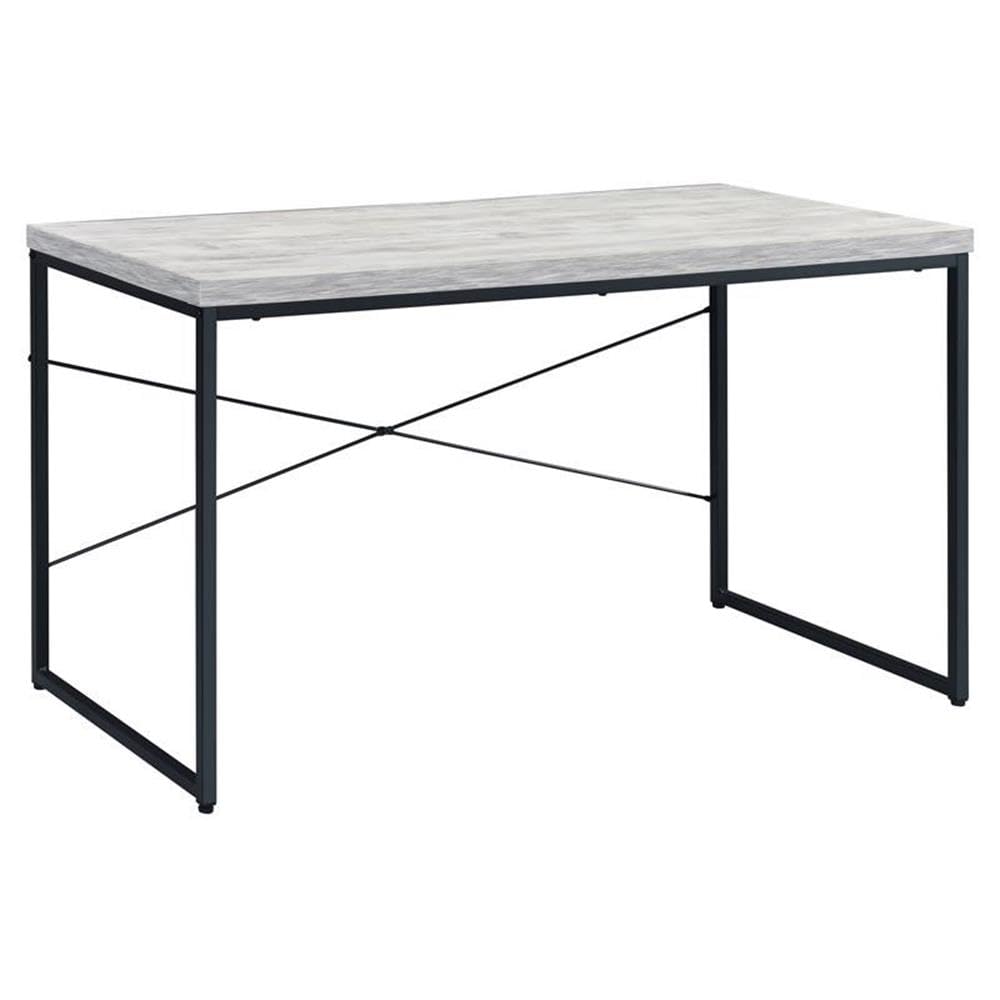 Acme Jurgen Wooden Rectangle Top Writing Desk in Antique White and Black