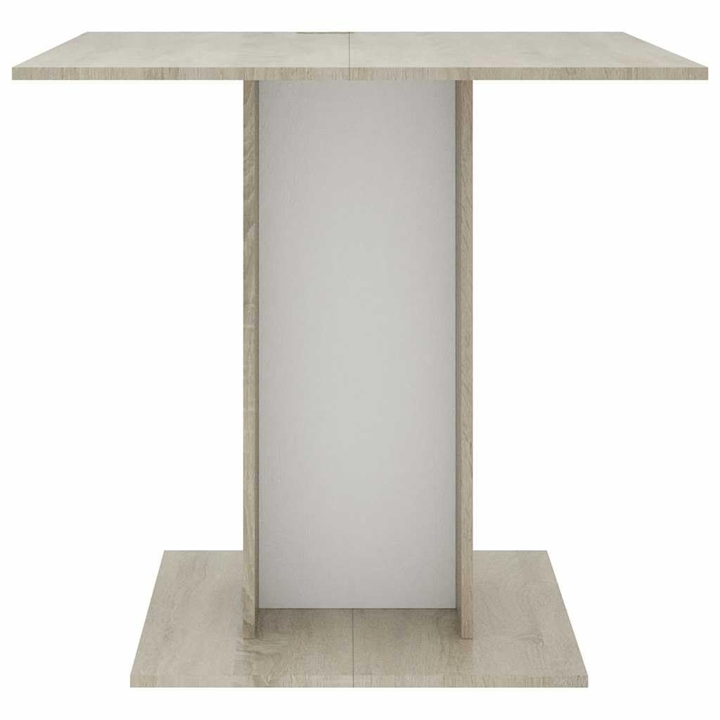 vidaXL Dining Table White and Sonoma Oak 31.5&quot;x31.5&quot;x29.5&quot; Chipboard