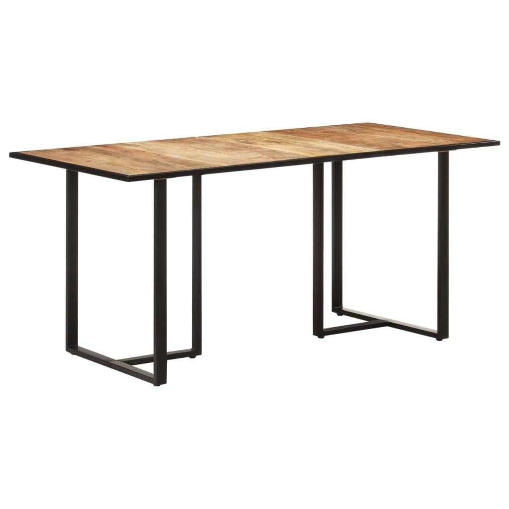 vidaXL Industrial Dining Table 63&quot; - Solid Mango Wood Construction, Powder-Coated Iron Legs, Unique Wood Grains, Stable and Durable, Perfect for Dining Room or Kitchen