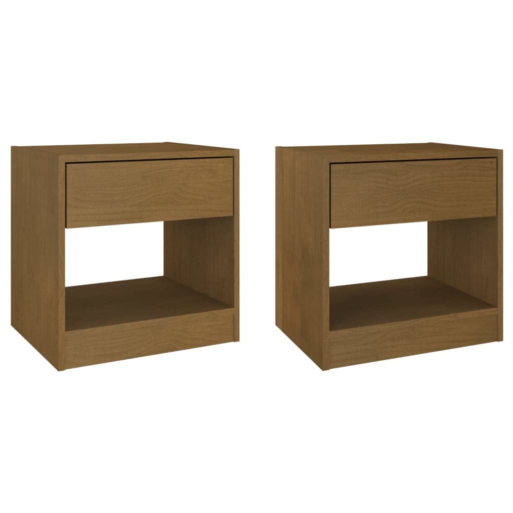 vidaXL Bedside Cabinets 2 pcs Honey Brown 15.7&quot;x12.2&quot;x15.7&quot; Solid Wood Pine