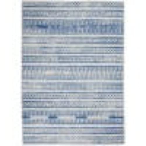 HomeRoots Ivory Blue 100% Polypropylene 6’ x 9’ Ivory and Blue Distressed Area Rug