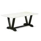 East West Furniture V627VE650-6 6 Piece Dining Table Set Contains a Rectangle Wooden Table with V-Legs and 4 Dark Gotham Linen Fabric Parson Chairs with a Bench, 40x72 Inch, Multi-Color