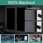 Homeideas 100% Blackout French Door Curtains, Privacy Door Curtains For Door Window, 26 X 68 Inch Room Darkening Curtains, Thermal Insulated Door Window Shades For Bedroom, (1 Panel, Grey)